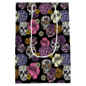 手描きメキシコのホリデーシュガースカル&花 ミディアムペーパーバッグ (裏面)