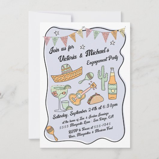 手描きメファンキーキシカンフィエスタ 招待状 (正面)