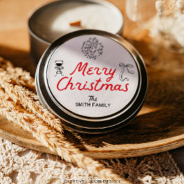 手描きメリークリスマスギフトパーソナライズされたラベル ラウンドシール