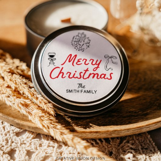 手描きメリークリスマスギフトパーソナライズされたラベル ラウンドシール