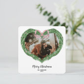 手描きメリークリスマスハートリース写真 招待状 (スタンド正面)