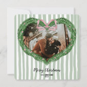 手描きメリークリスマスハートリース写真 招待状 (正面)