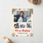 手描きメリークリスマスフォーフォトコラージュ ノートカード (正面/裏面インサイチュ)