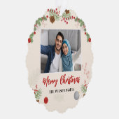 手描きメリークリスマスワンフォト オーナメントカード (右)