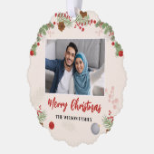 手描きメリークリスマスワンフォト オーナメントカード (左)