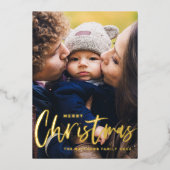 手描きモダンカリグラフィー写真 クリスマスおめでとう 箔シーズンカード (正面)