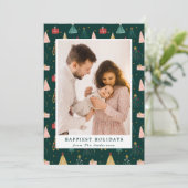 手描きモダンクリスマスツリー写真 シーズンカード (スタンド正面)