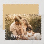 手描きモダンタイポグラフィハッピーニューイヤー写真 シーズンカード (正面/裏面)
