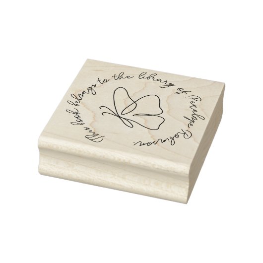 手描きモダンバタフライ図書本カスタム ラバースタンプ (スタンプ)