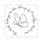 手描きモダンバタフライ図書本カスタム ラバースタンプ (インプリント)