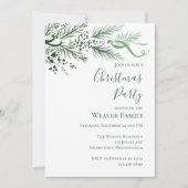 手描きモダンパインクリスマスパーティの招待状 招待状 (正面)