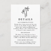 手描きモダンブラックパームの木の結婚詳細 エンクロージャーカード (正面)