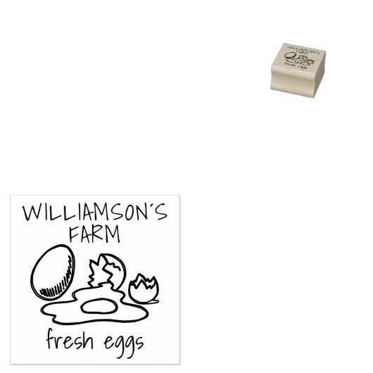 手描きモダン生卵ファミリーファーム名卵 ラバースタンプ (押印)