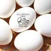 手描きモダン生卵ファミリーファーム名卵 ラバースタンプ