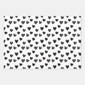 手描きモダン白黒ハート ラッピングペーパーシート (正面)