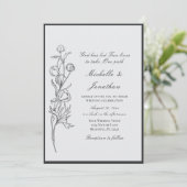 手描きモダン黒花信徒の結婚花 招待状 (スタンド正面)