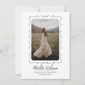 手描きモノクロ写真2024卒業 案内状 (正面)