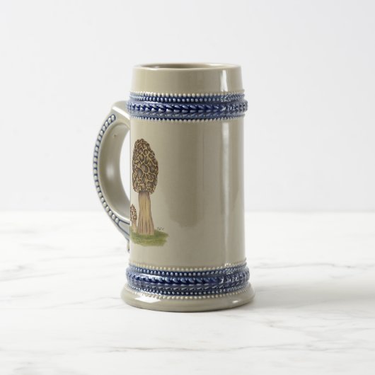 手描きモレルキノコ ビールジョッキ (正面左)