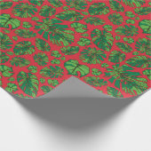 手描きモンステラ葉配列 ラッピングペーパー (角)