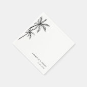 手描きヤシの木のビーチ宛先ウェディング スタンダードカクテルナプキン (角)