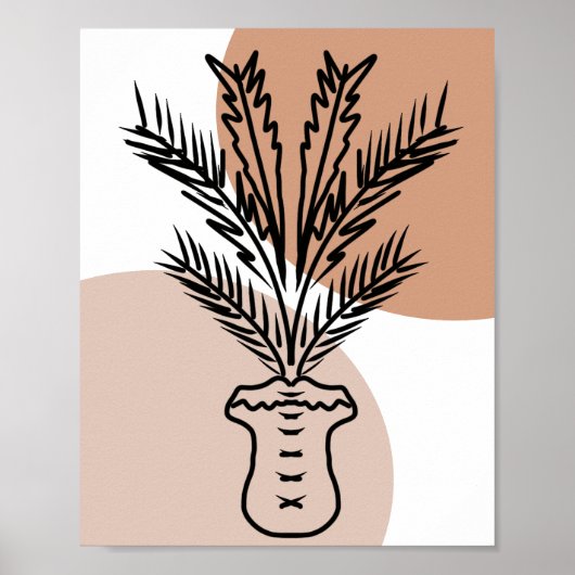 手描きヤシの木の植物ラインアートシェイプ ポスター (正面)