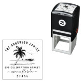 手描きヤシの木 |ファミリ名差出人住所 セルフインキングスタンプ (インサイチュ)