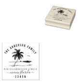 手描きヤシの木 |ファミリ名差出人住所 ラバースタンプ (押印)