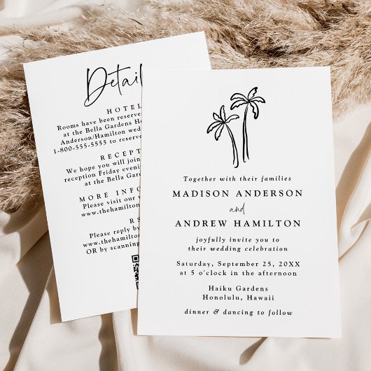 手描きヤシの木QRコードすべて結婚の 招待状