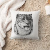 手描きユキヒョウ クッション (ブランケット)