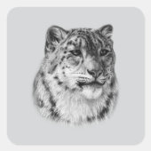 手描きユキヒョウ スクエアシール (正面)