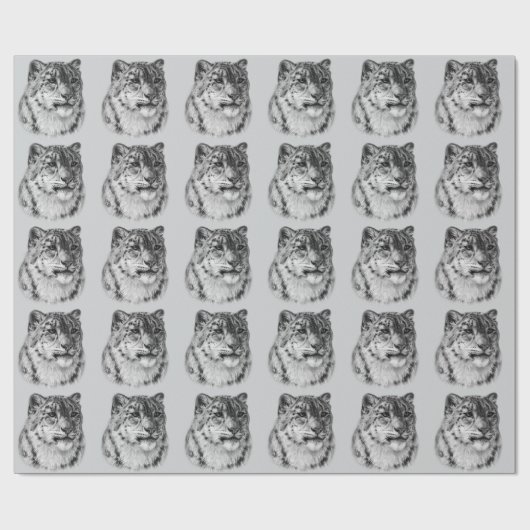 手描きユキヒョウ ラッピングペーパー (フラット)