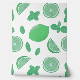 手描きライムとミント植物性シームレスパター 壁紙