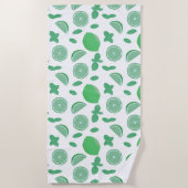 手描きライム&ミントボタニカルビーチタオル ビーチタオル (正面)