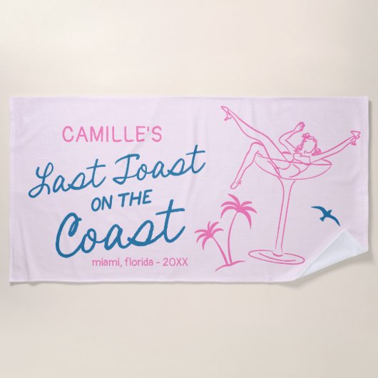 手描きラストトースト独身最後の週末 ビーチタオル (正面)