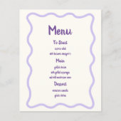 手描きラベンダー波状縁どブライダルシャワーメニュー (正面)