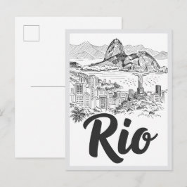 手描きリオデジャネイロブラジルの風景のランドマーク ポストカード