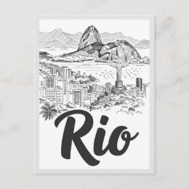 手描きリオデジャネイロブラジルの風景のランドマーク ポストカード