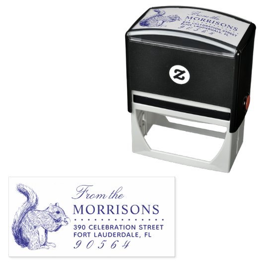 手描きリスのファミリ名差出人住所 セルフインキングスタンプ (インサイチュ)