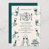 手描きリハファンキーサルコンテンポラリーディナー 招待状 (正面/裏面)