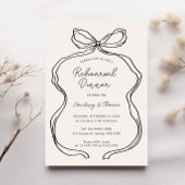 手描きリボお洒落ンリハーサルディナー 招待状