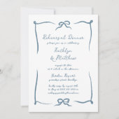 手描きリボンダスティブルーリハーサルディナー 招待状 (正面)