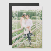 手描きリボン付き写真付きSave the Date (正面/裏面)