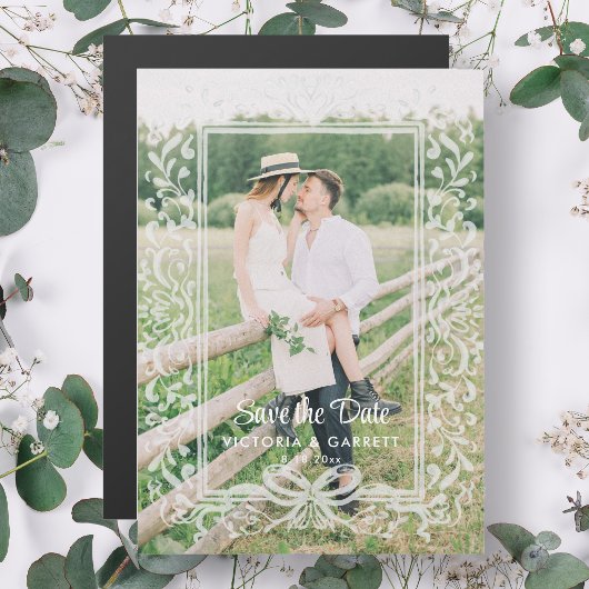 手描きリボン付き写真付きSave the Date