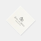 手描きリングや輪ドーモダンル結婚ズ スタンダードカクテルナプキン (角)