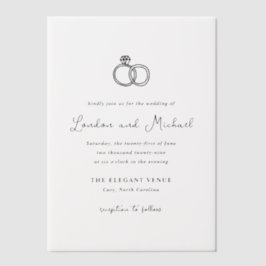 手描きリングや輪ドーモダンル結婚ズ ベラム紙招待状