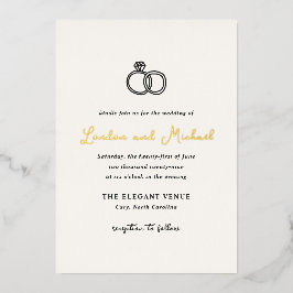 手描きリングや輪ドーモダンル結婚ズ 箔招待状