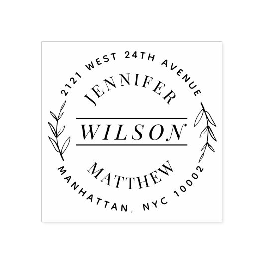 手描きリースかわいい家族の名前差出人住所 ラバースタンプ (インプリント)