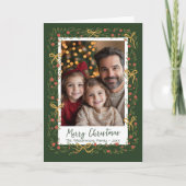 手描きリースと名門私立校風の弓写真 カード (正面)