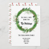 手描きリースニューホームフォーザホリデーズカード シーズンカード (正面/裏面)