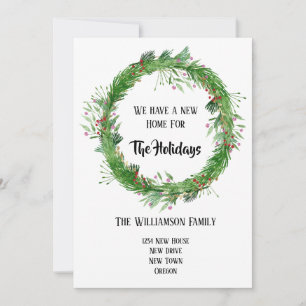 手描きリースニューホームフォーザホリデーズカード シーズンカード